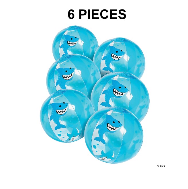 Mini Inflatable 5&#x22; Shark Beach Balls - 6 Pc.