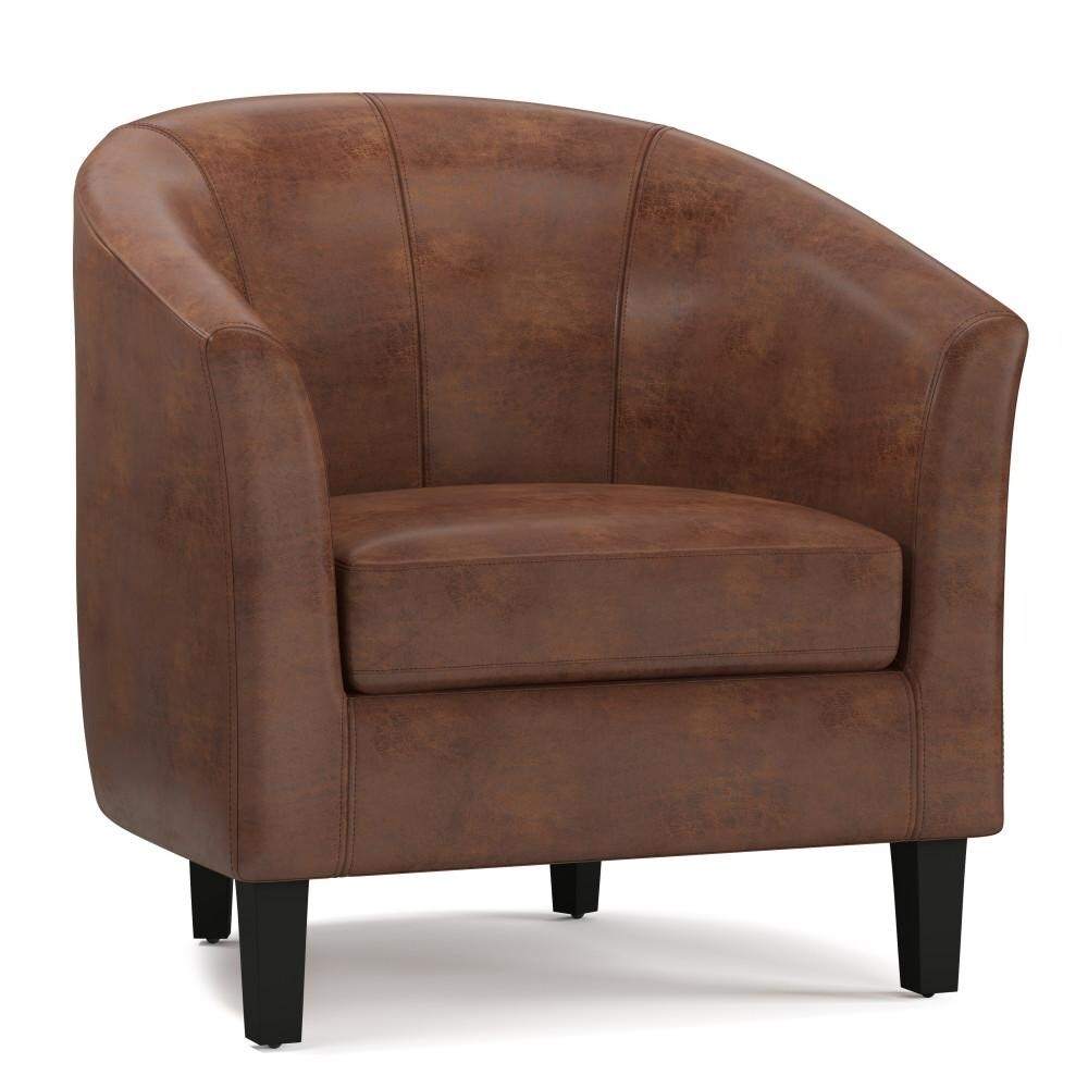 Simpli Home Austin 30"Tub Chair Tub Chair Distressed Faux Leather, Living Room