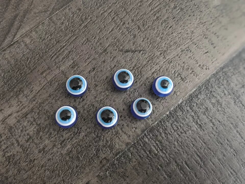 Kitcheniva 6 Pcs Dark Blue Evil Eye Stripe Round Resin Beads 10mm