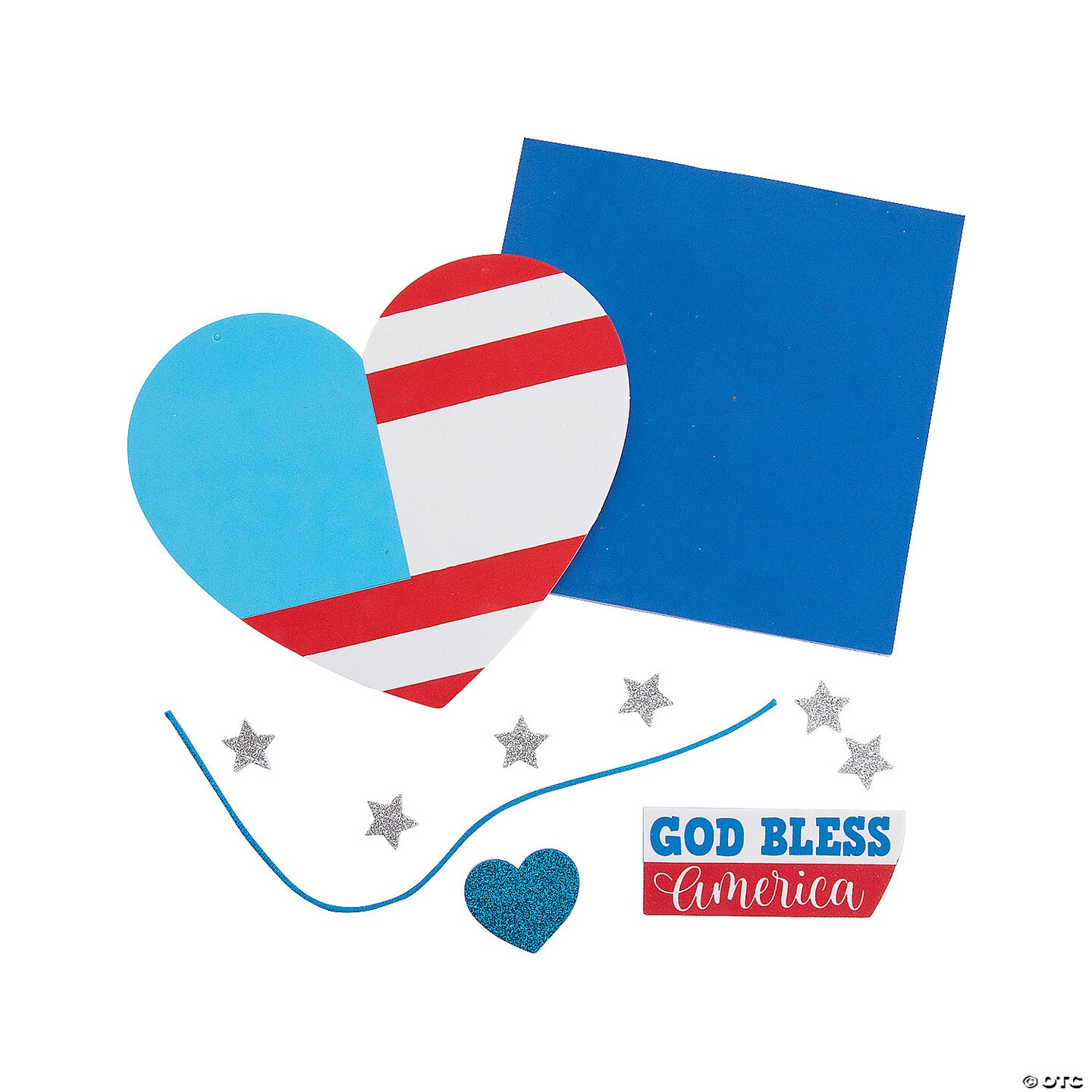 Patriotic God Bless America Heart-Shaped Handprint Sign Craft Kit - Makes 12