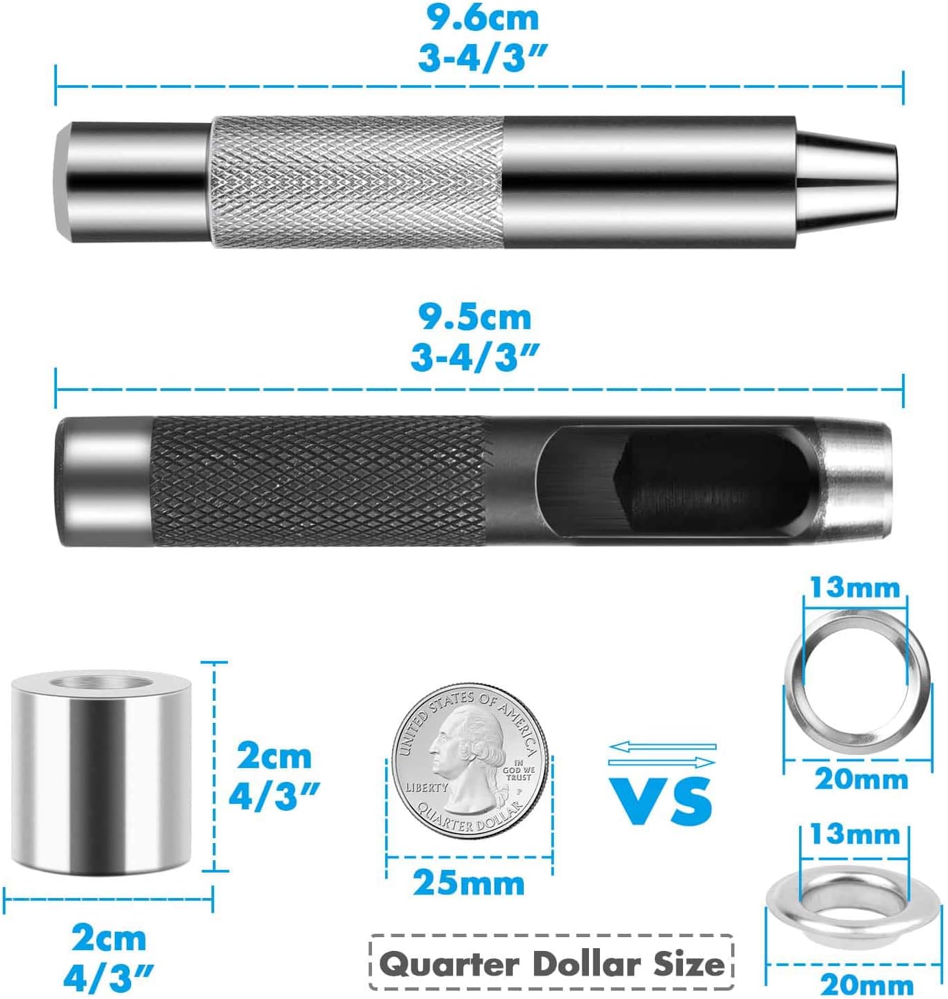 120 Sets Grommet Tool Kit 1/2 Inch, Cridoz Grommet Eyelets Kit with Setting Tools and Storage Box for Fabric, Tarps, Curtains