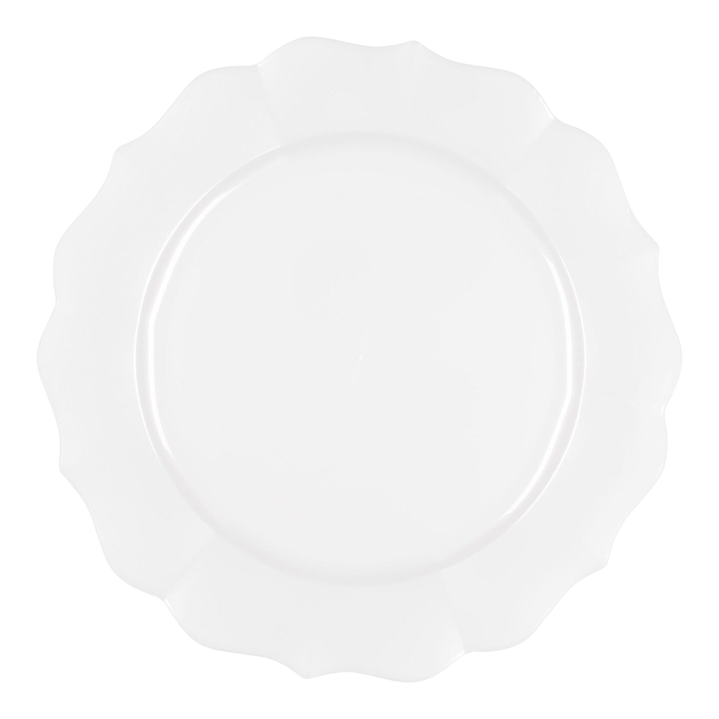 Pearl White Round Lotus Plastic Dinner Plates - 10.25" (120 Plates)