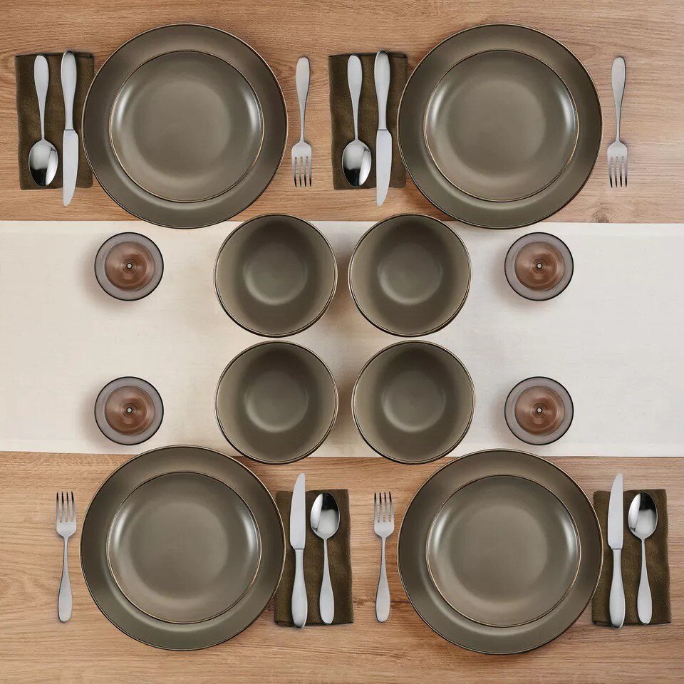 &#x22;Pfaltzgraff Gray Hadlee 12-Piece Dinnerware Set, Service for 4 &#x22;