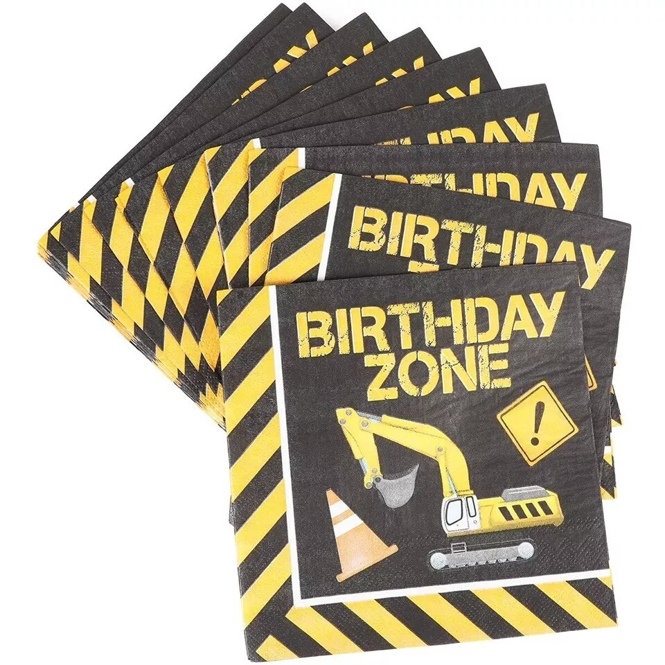 100 Pack Construction Theme Birthday Party Napkins