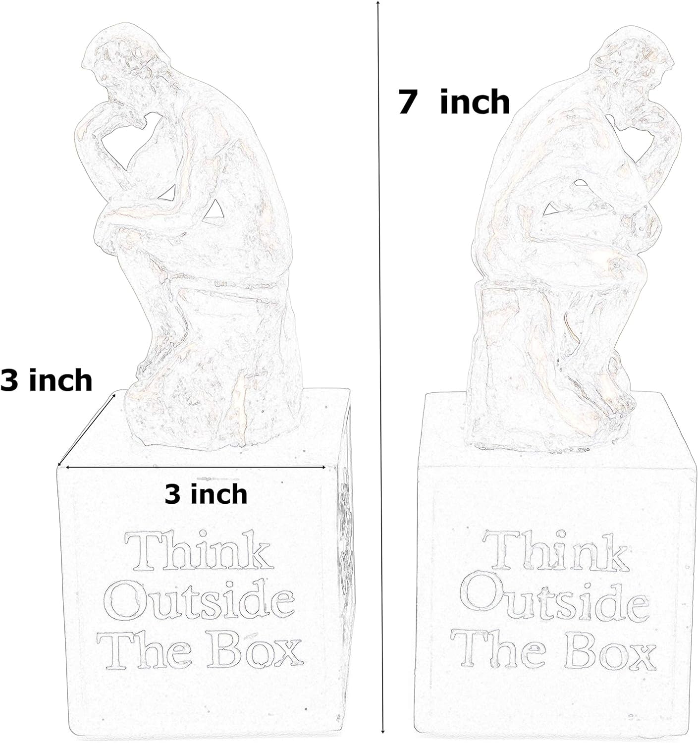 Rodin&#x27;S Thinker Bookends Vintage Cool Creative Idea outside the Box Cute Modern Abstract Sculpture Unique Book Ends Holder Stopper Library Shelves Aesthetic Boho Home Decor Accents