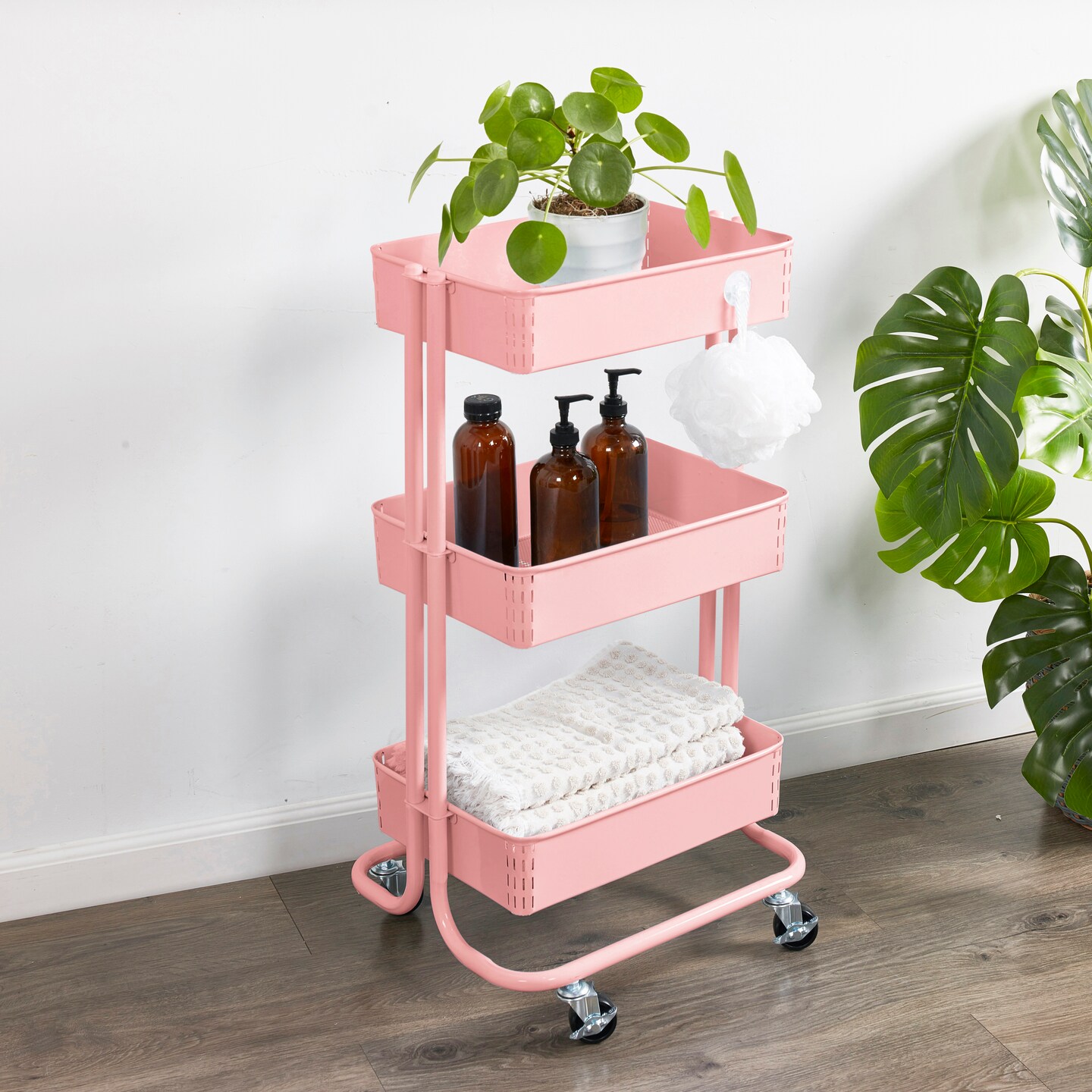 3-Tier Metal Rolling Utility Cart, Mobile Storage Organizer