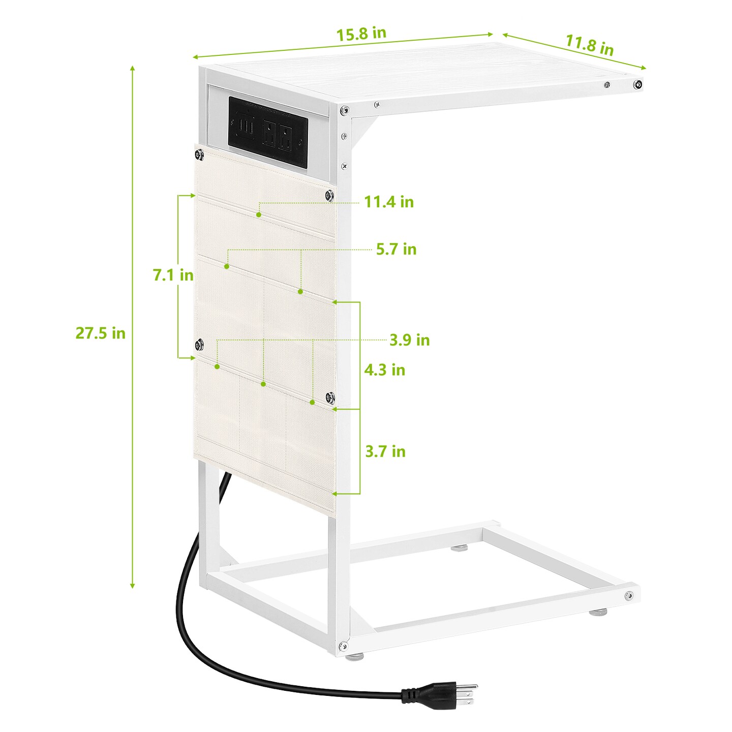 2PCS Side Table with Charging Station