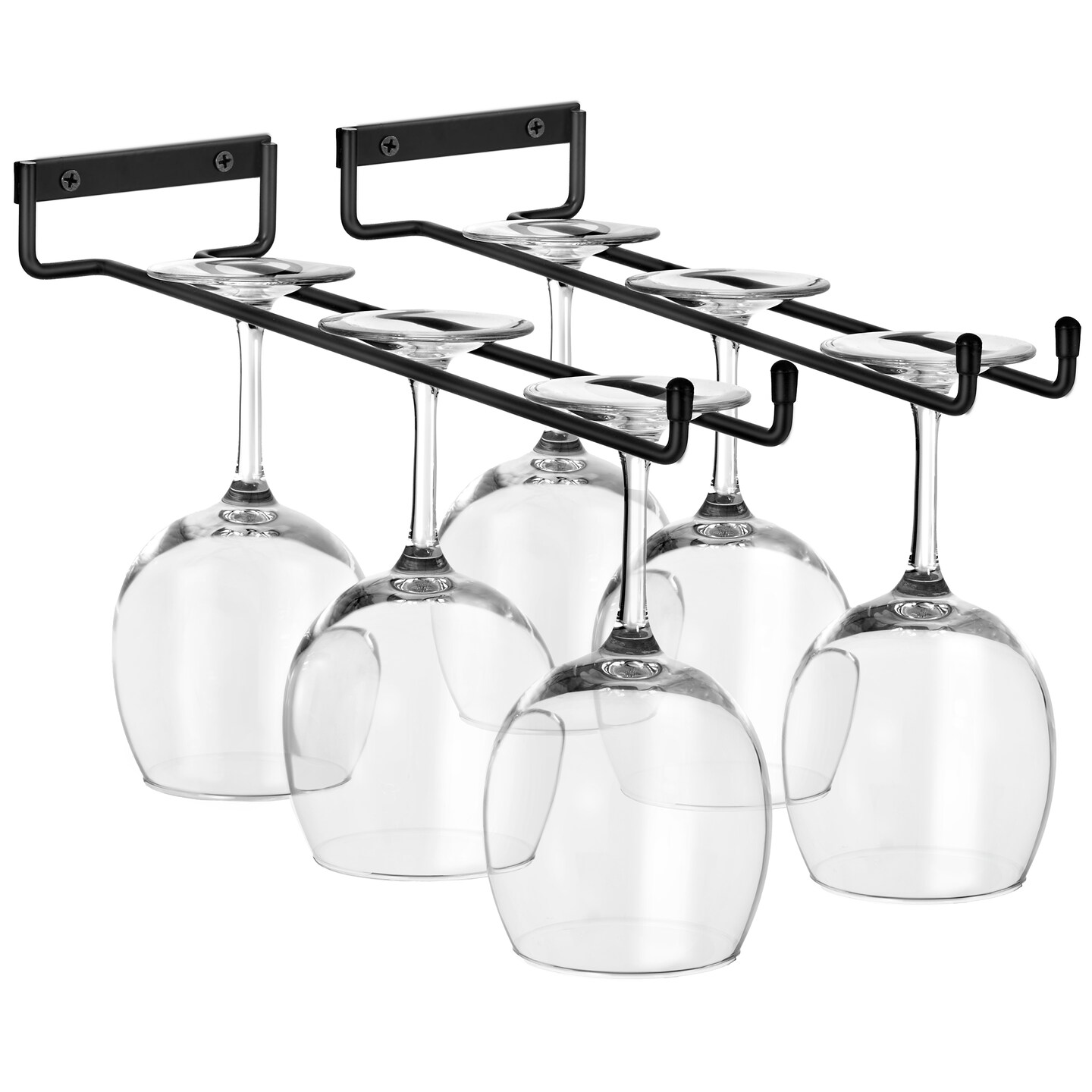 Sorbus 12 Inch Wall Mounted Under Cabinet Wine Glass Holder - for Organization and Storage - Holds Up to 4 Stemware Wine Glasses Each, 8 Total (2 Pack)