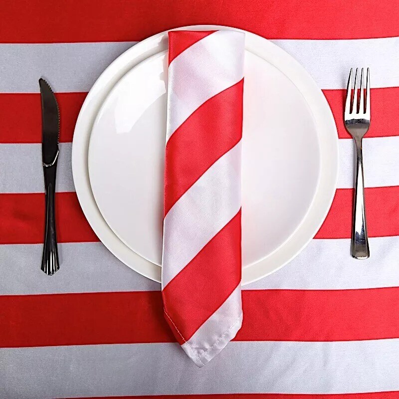 5 RED WHITE 20x20&#x22; Stripes Satin Table Napkins