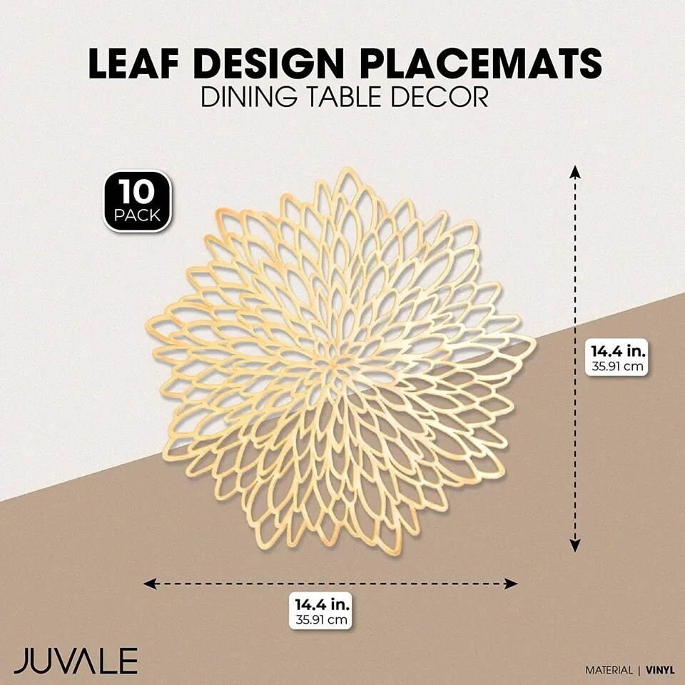 10 Pack Round Leaf Design Table Chargers