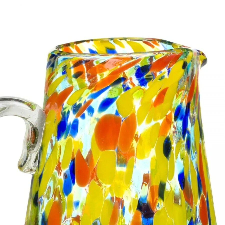 Amici Home Authentic Mexican Recycled Glassware Carnaval Pitcher, 80 Ounces