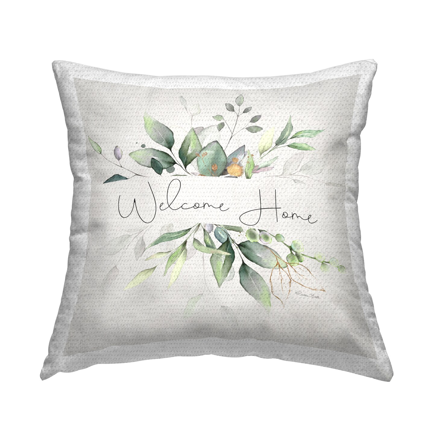 Stupell Industries Welcome Phrase Botanical Sprigs Outdoor Printed Pillow