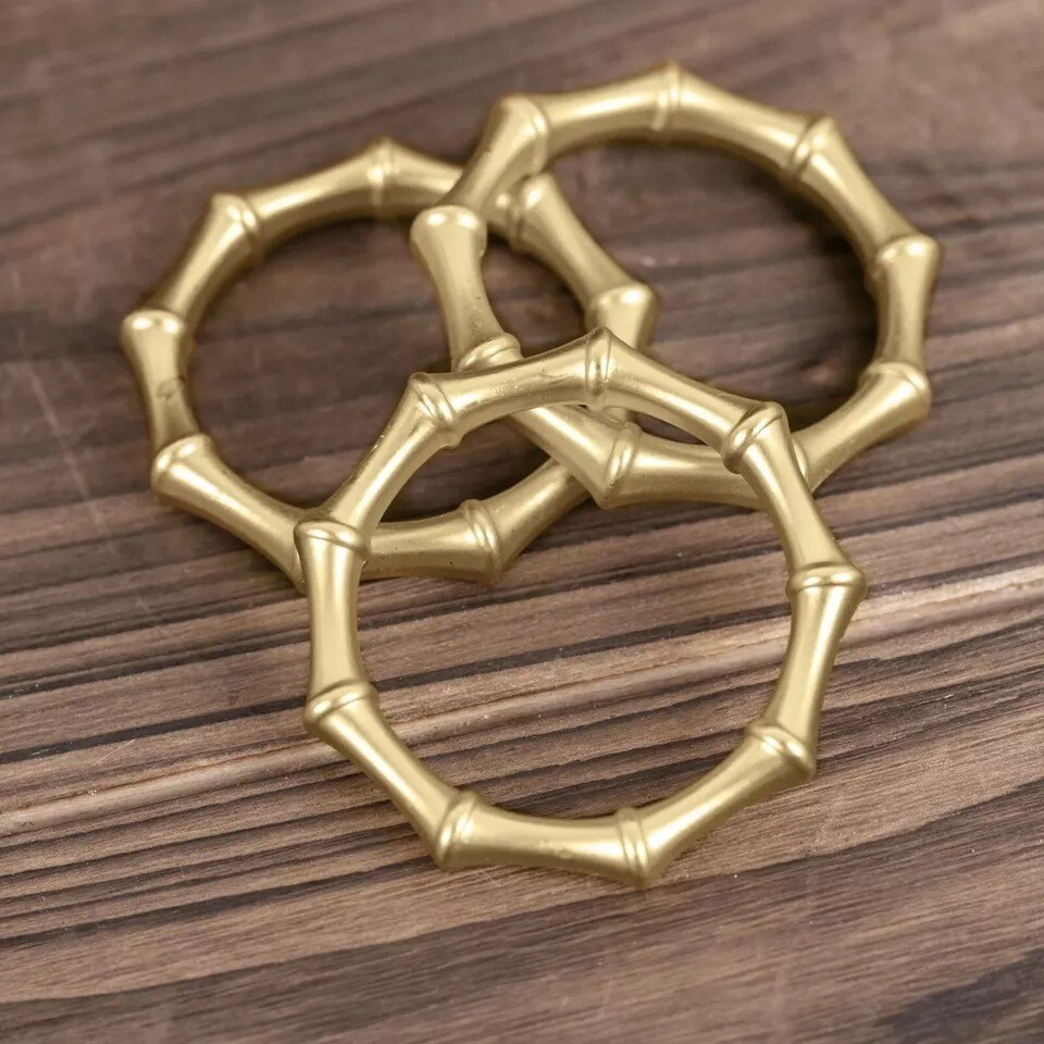 4 Gold Bamboo Knuckle Metal Napkin Rings