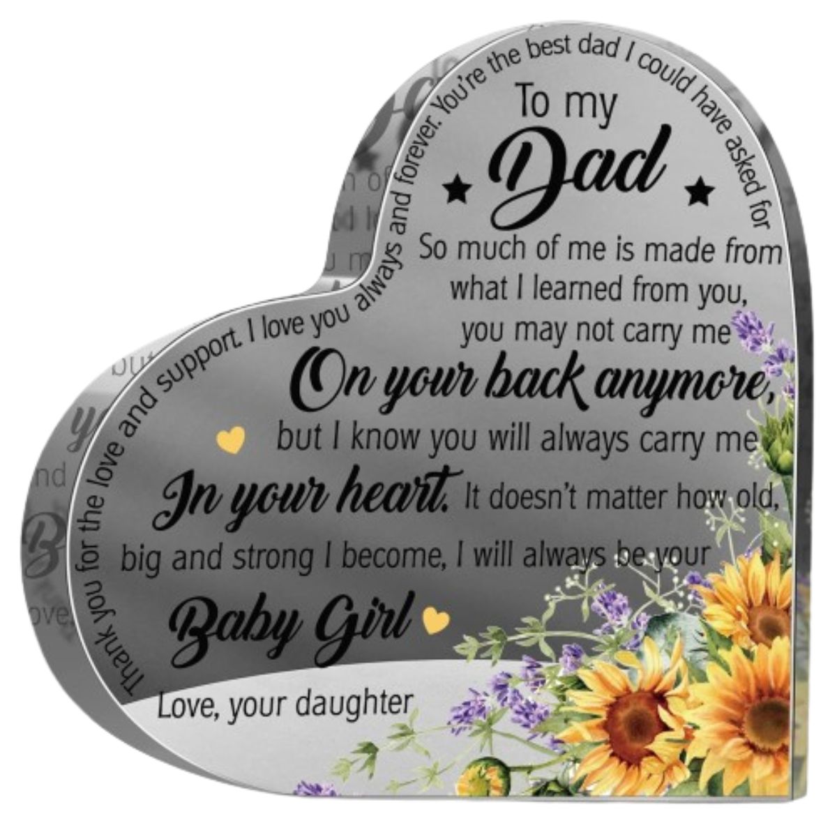 Romantic Flower Design Plaque for Father&#x27;s Day Gift