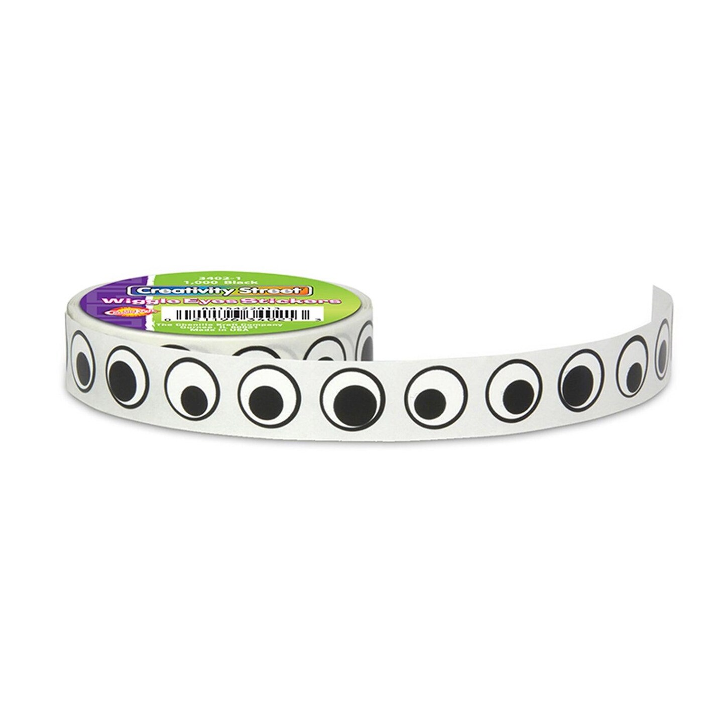 Wiggle Eyes Sticker Roll, Black, 0.5&#x22;, 1000 Per Roll, 2 Rolls