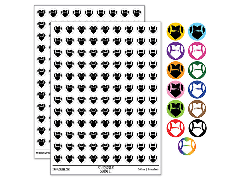 Heart Shaped Football Sports 200+ 0.50&#x22; Round Stickers