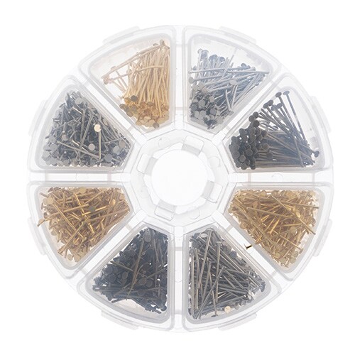 John Bead 8-Slot Head Pins Jewelry Findings Kit Assortment, 1030pcs