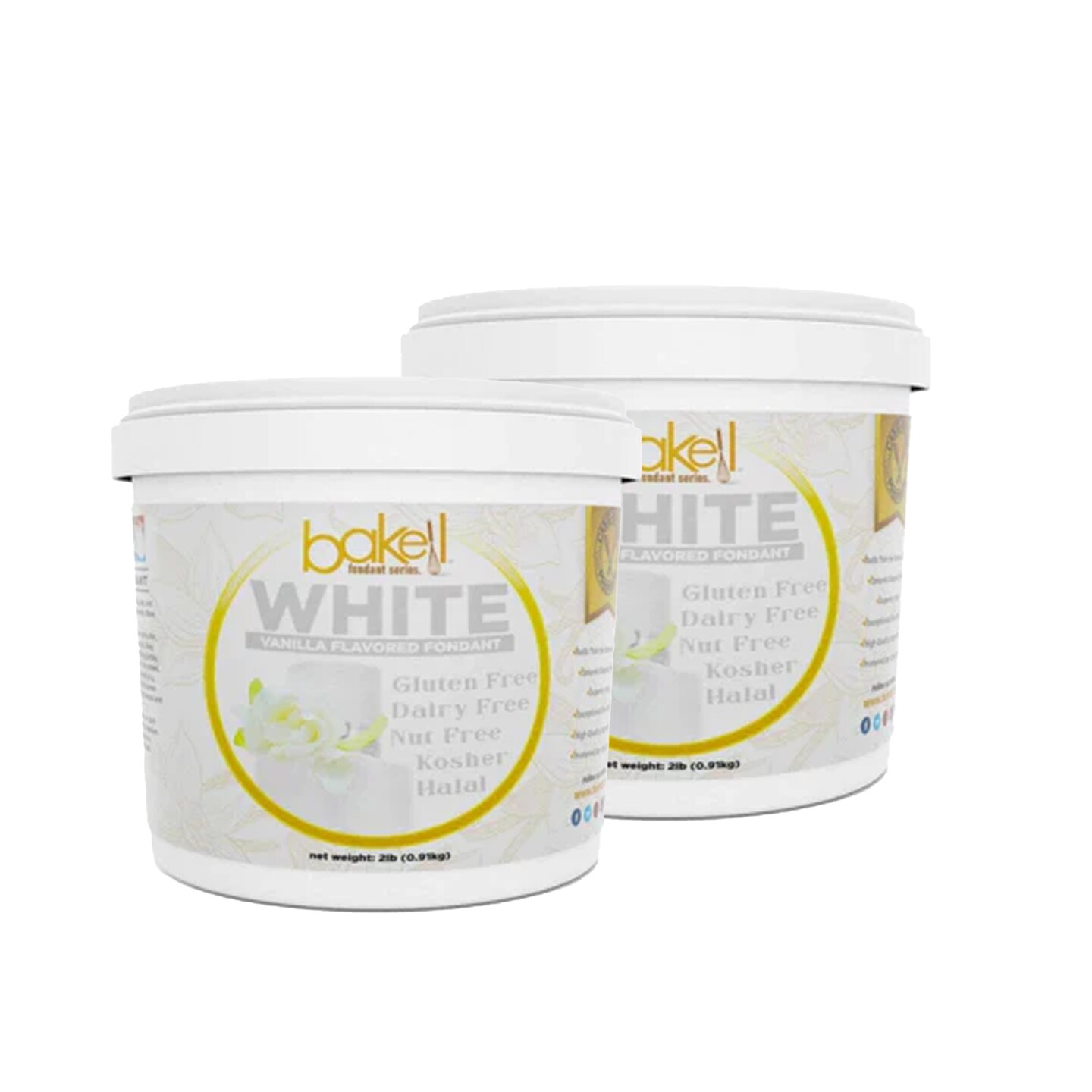 Bakell&#x27;s Satin Ice 2 lb. White Vanilla Fondant Tub Bucket