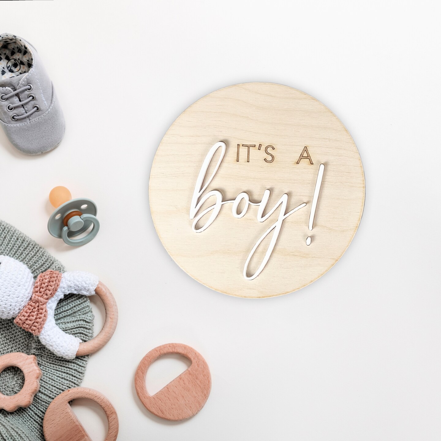 Gender Reveal Wooden Sign - 'It's A Boy' & 'It's A Girl' Acrylic Announcement Sign For Photography