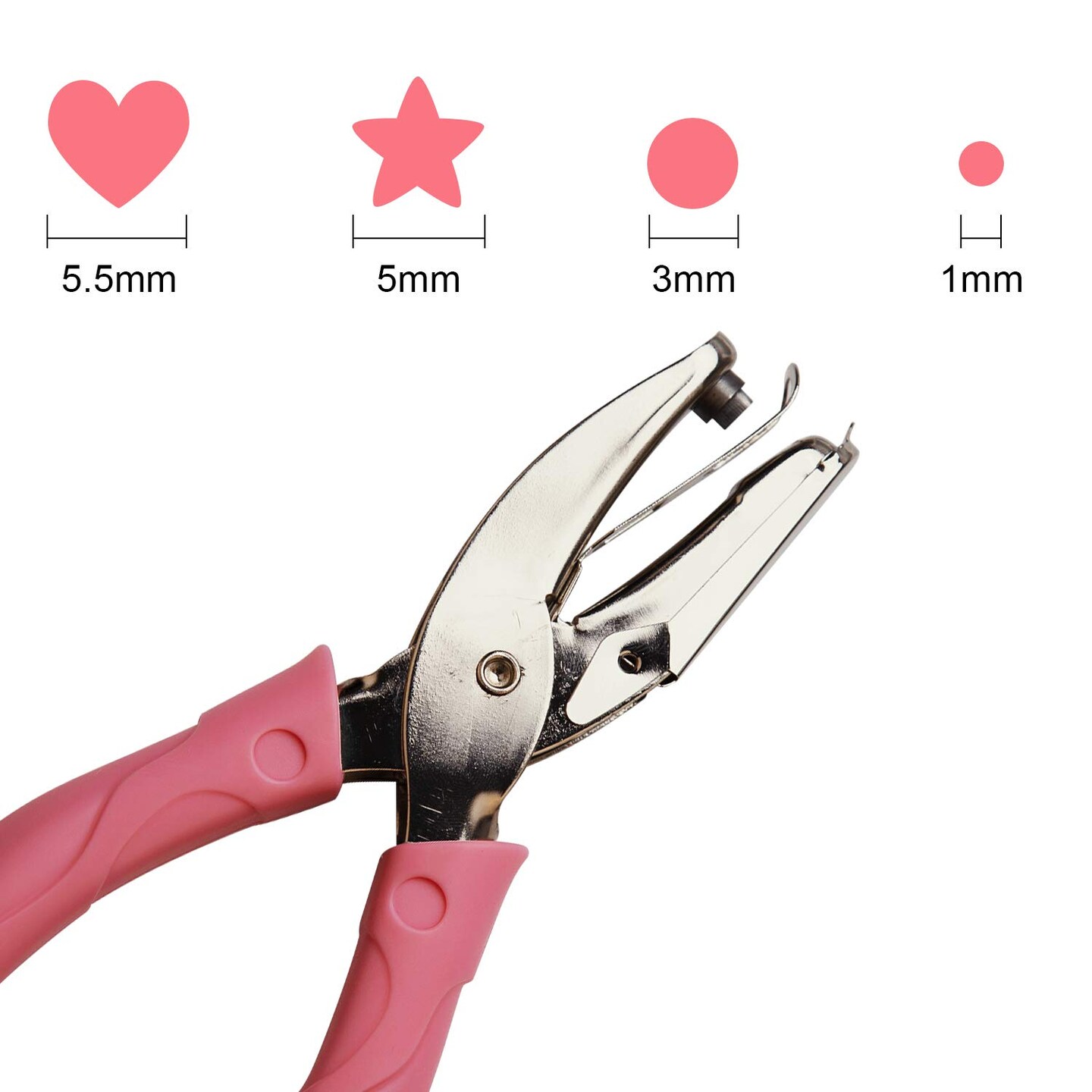 1mm Hole Punch Hole Puncher Paper Punch Punchers with Pink Grip for Craft Paper (Small Circle)