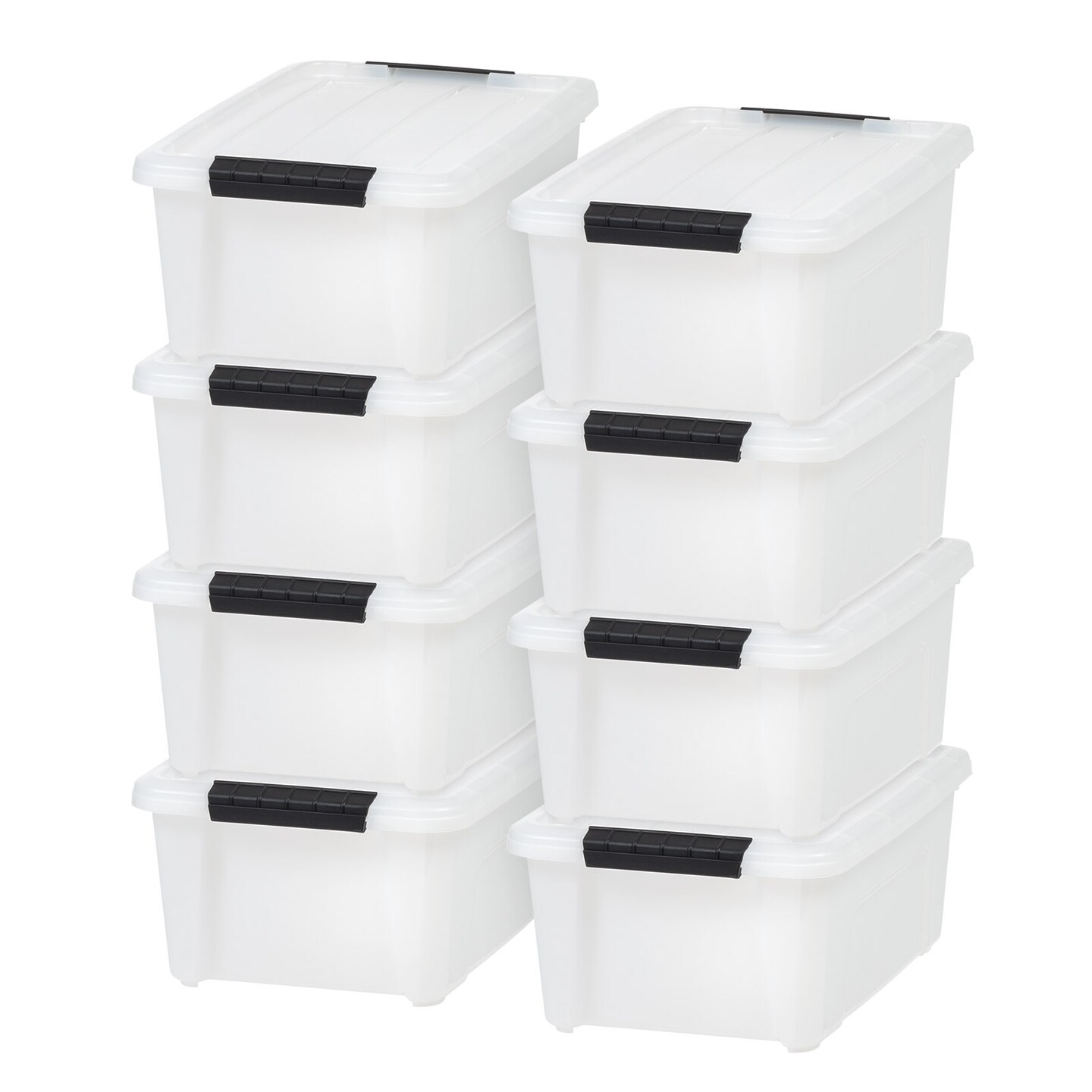 Plastic Storage Bins with Lids and Secure Latching Buckles Natural - 8 Pack