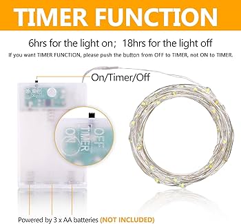 3 pack of 150 LED Warm White Battery Operated Fairy Lights with Timer- Total of 450 LED Lights - Uses 3 AA Batteries Not Included