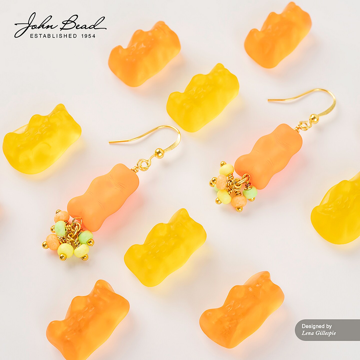 John Bead 3-Strand Czech Glass Assorted Gummy Bear Beads