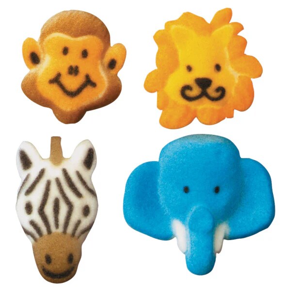 Jungle Animal Sugar Dec Ons Edible Cake Decorations 128 Count for Desserts