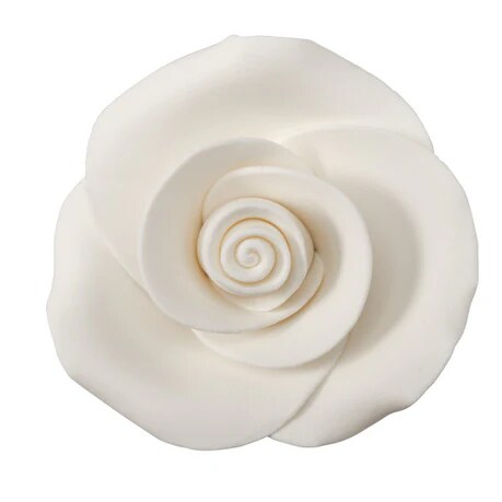 White 2&#x22; Rose Sugar Soft Premium Edible Decorations - 18 roses per order