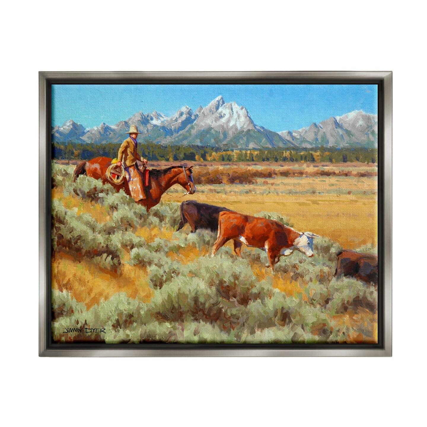 Stupell Industries Western Ranch Horse Cattle Framed Floater Canvas Wall Art