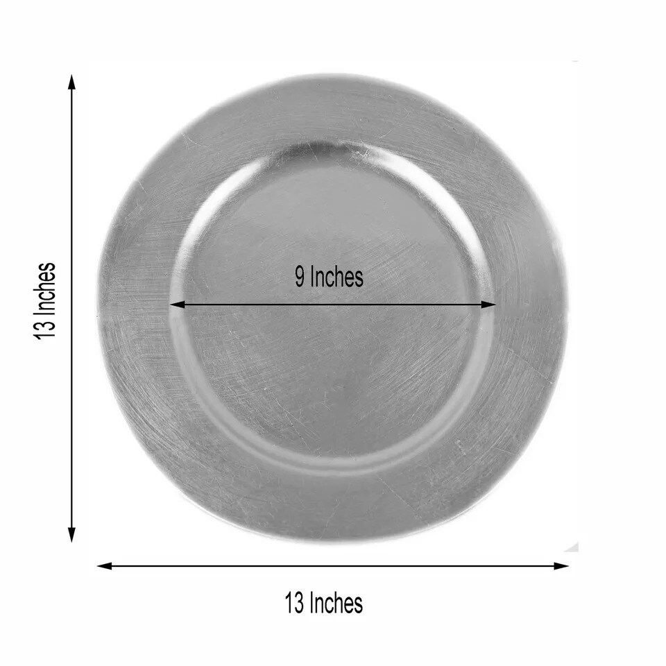 6 pcs 13&#x22; SILVER Round CHARGER PLATES