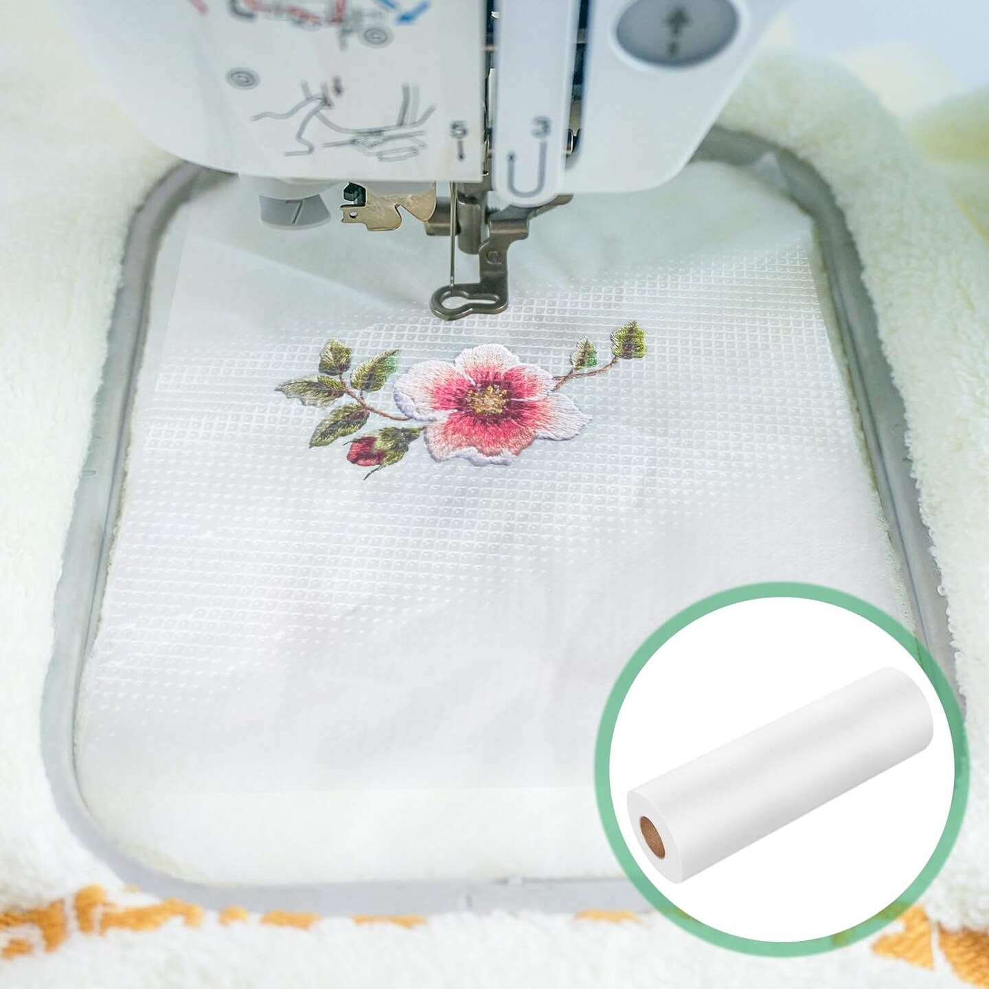 Wash Away Water Soluble Embroidery Stabilizer Backing & Topping 9 “ x 50 Yd roll, Medium Weight - Cut into Variable Sizes for Machine Embroidery and Hand Sewing