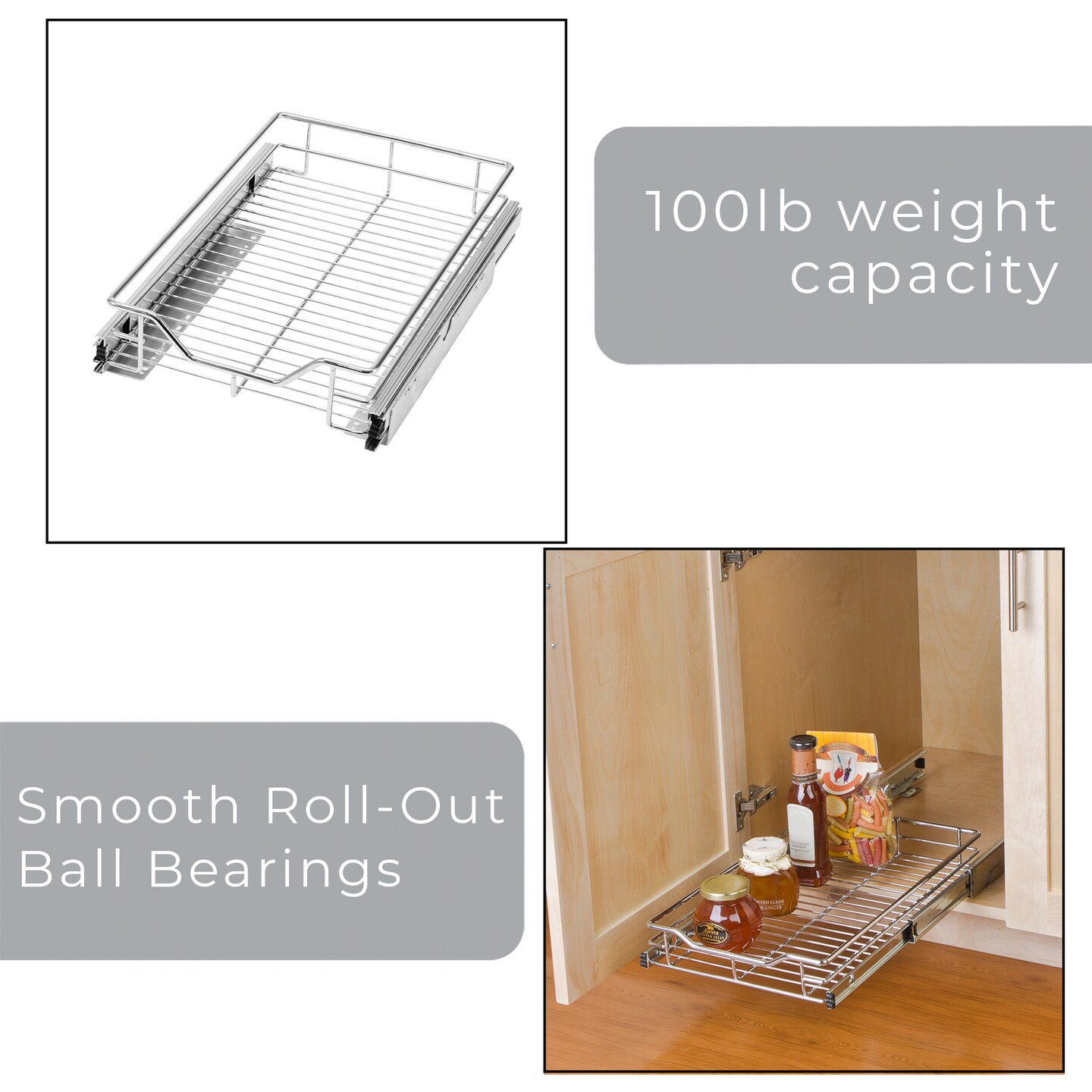 Smart Design Pull Out Cabinet Shelf - Small - 12 x 18 in. - Chrome
