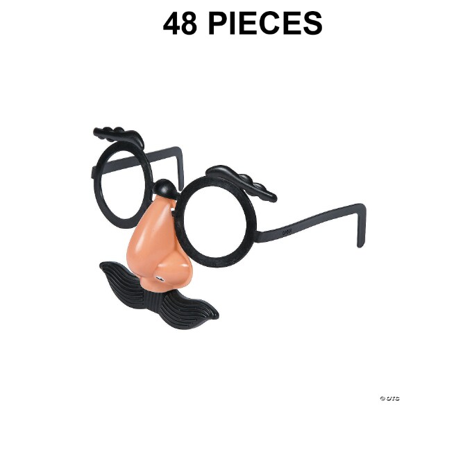 Kids Nose Eyebrows &#x26; Mustache Plastic Glasses Bulk 48 Pc