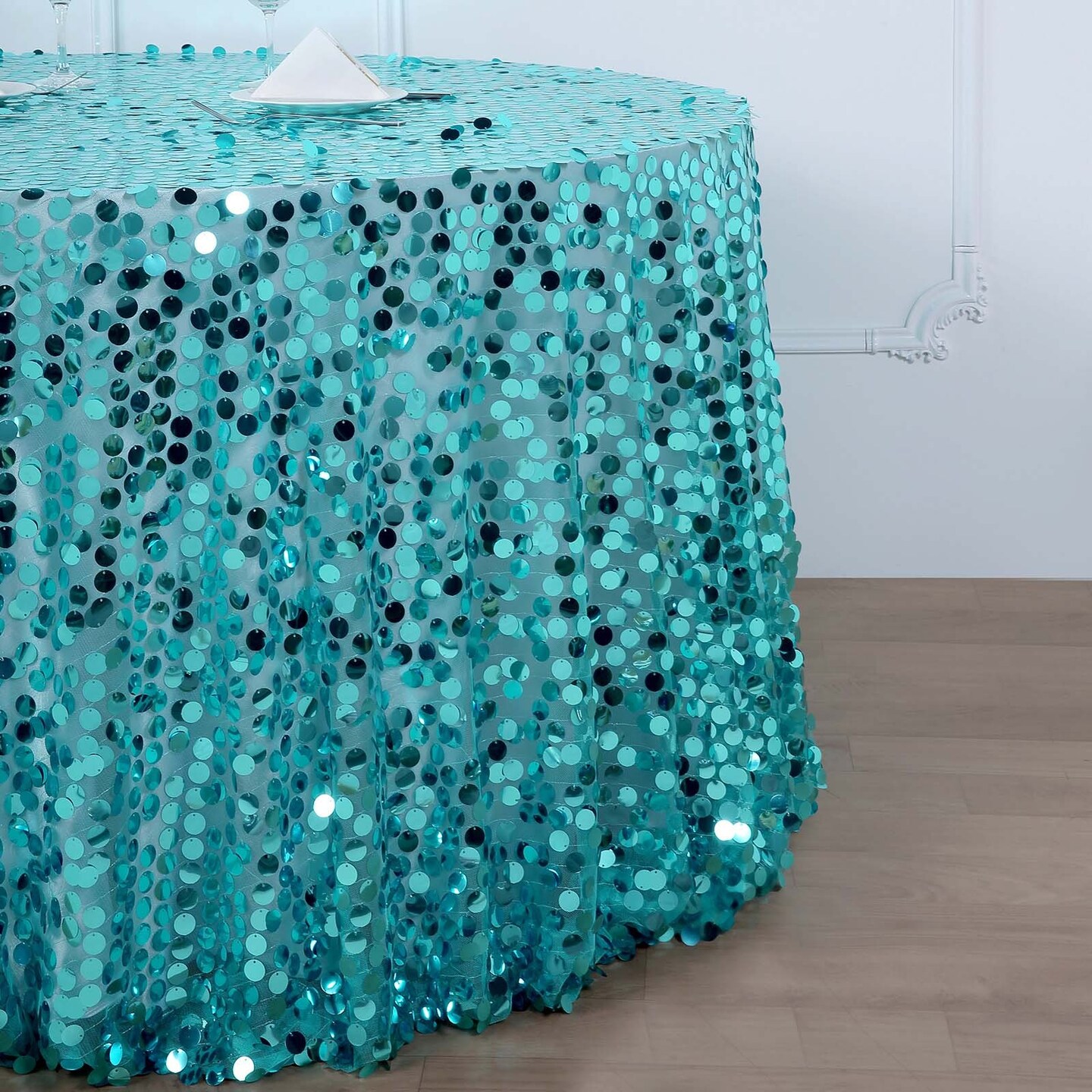 120&#x22; Large Payette Sequin Round Tablecloth