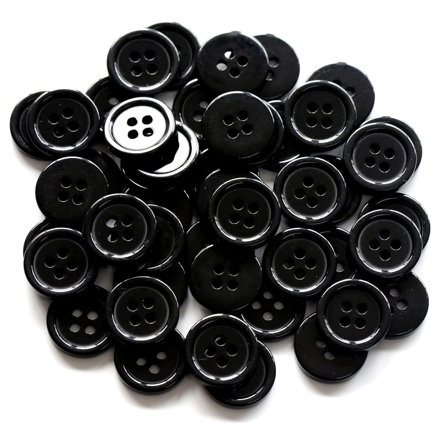 5/8 Inch 4 Holes Black Buttons 15mm Sewing Round Button for Craft Pack of 160 Pcs