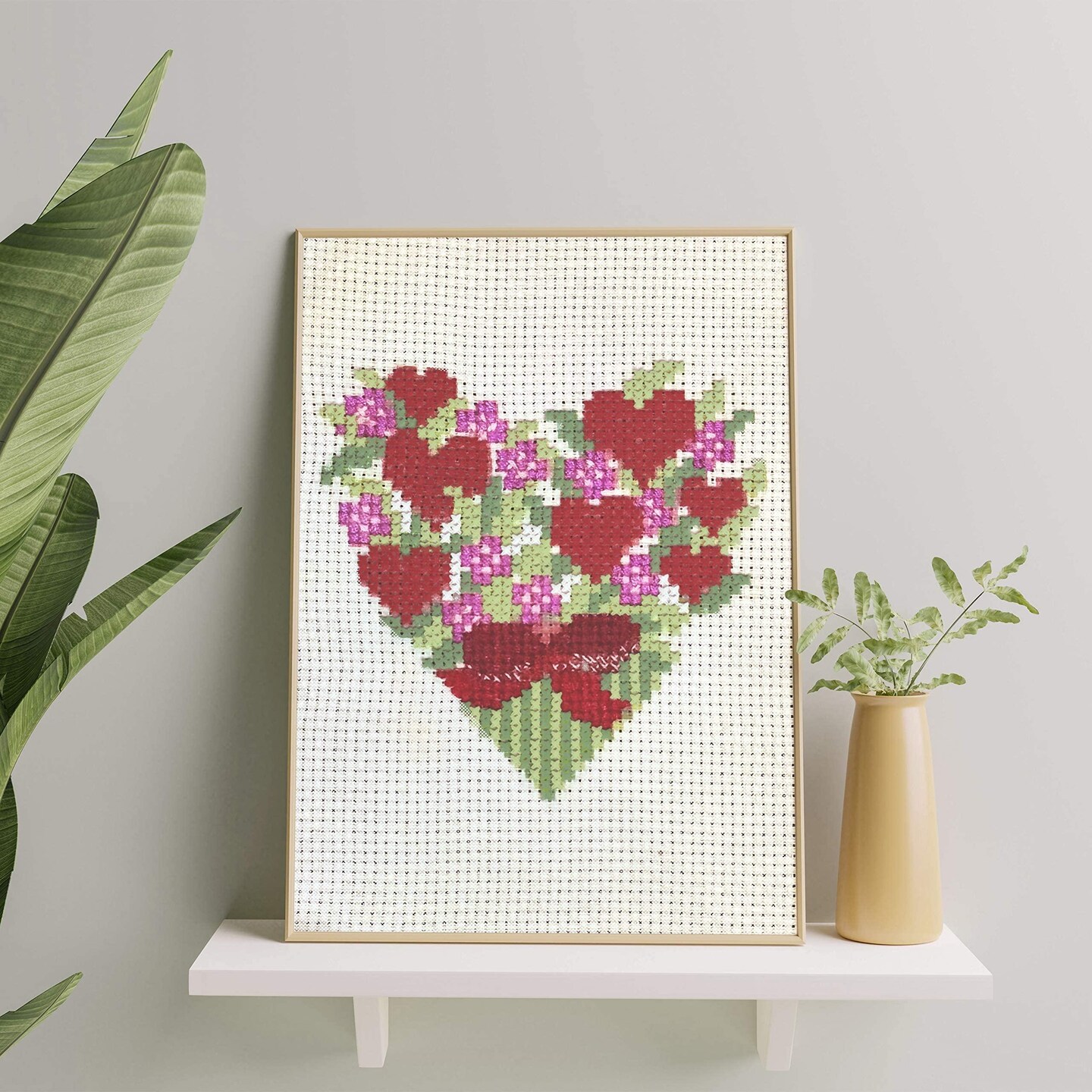 Needlepoint Kits For Adult Beginner Hearts and Birds Embroidery Starter Kit