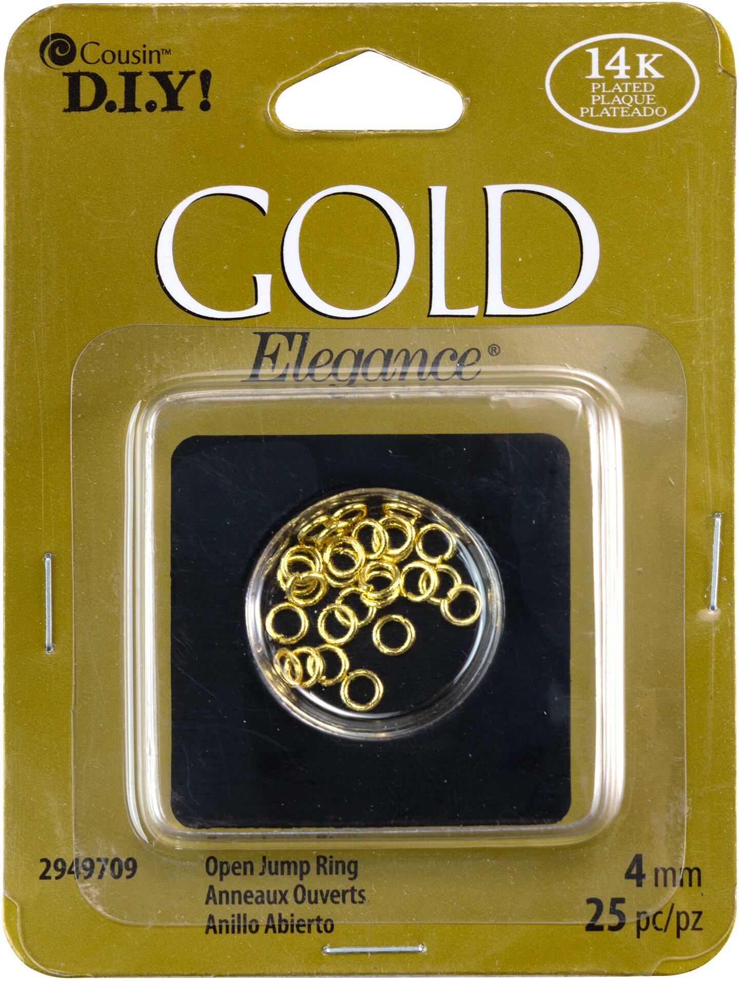 CousinDIY 14k Plated Gold Elegance Beads &#x26; Findings-Open Jump Rings 4mm 30/Pkg