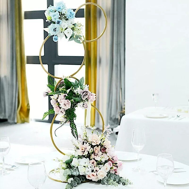 GOLD 3&#x22; Metal Hoops Pillar Backdrop Stand