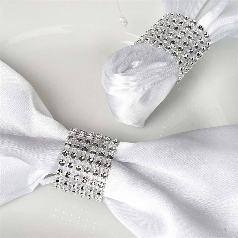 20-Pieces Diamond Rhinestone Mesh Napkin Rings