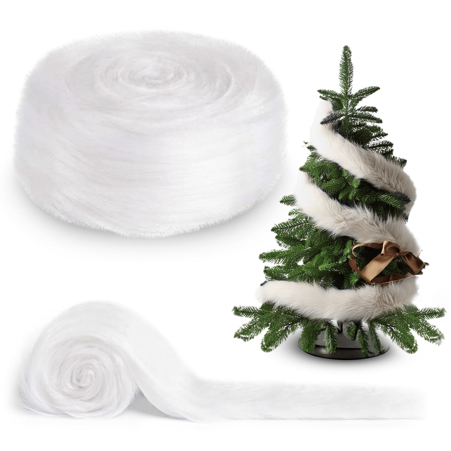 Faux Fur Ribbon Trim Fabric - 4&#x22; Wide x 36&#x22; Long (3 FT) - Soft Christmas Fur Great for Crafting, Sewing, and Decorating - White