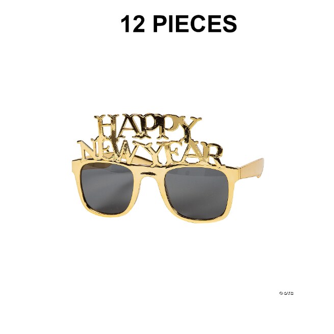 Metallic Gold New Year Sunglasses- 12 Pc.