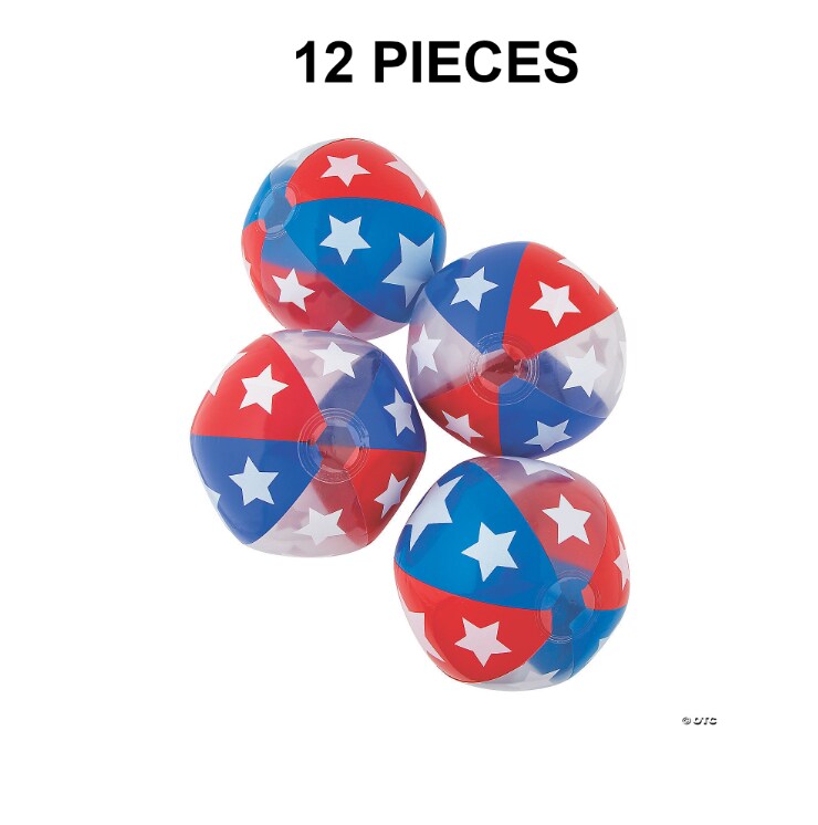 Inflatable 11&#x22; Red White Blue Medium Beach Balls - 12 Pc.