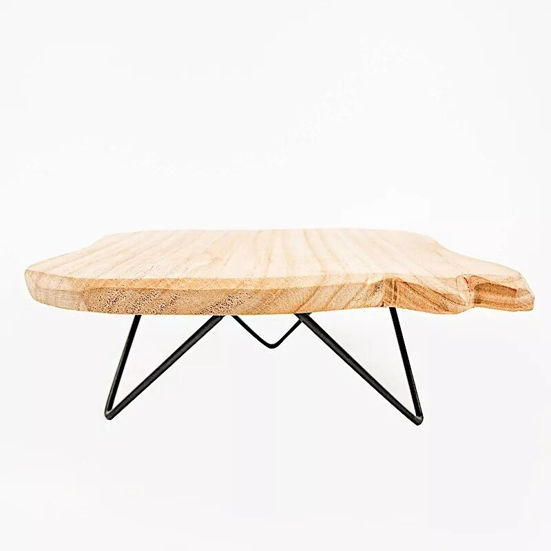 12" BLACK BROWN Square Natural Wooden CAKE Dessert STAND