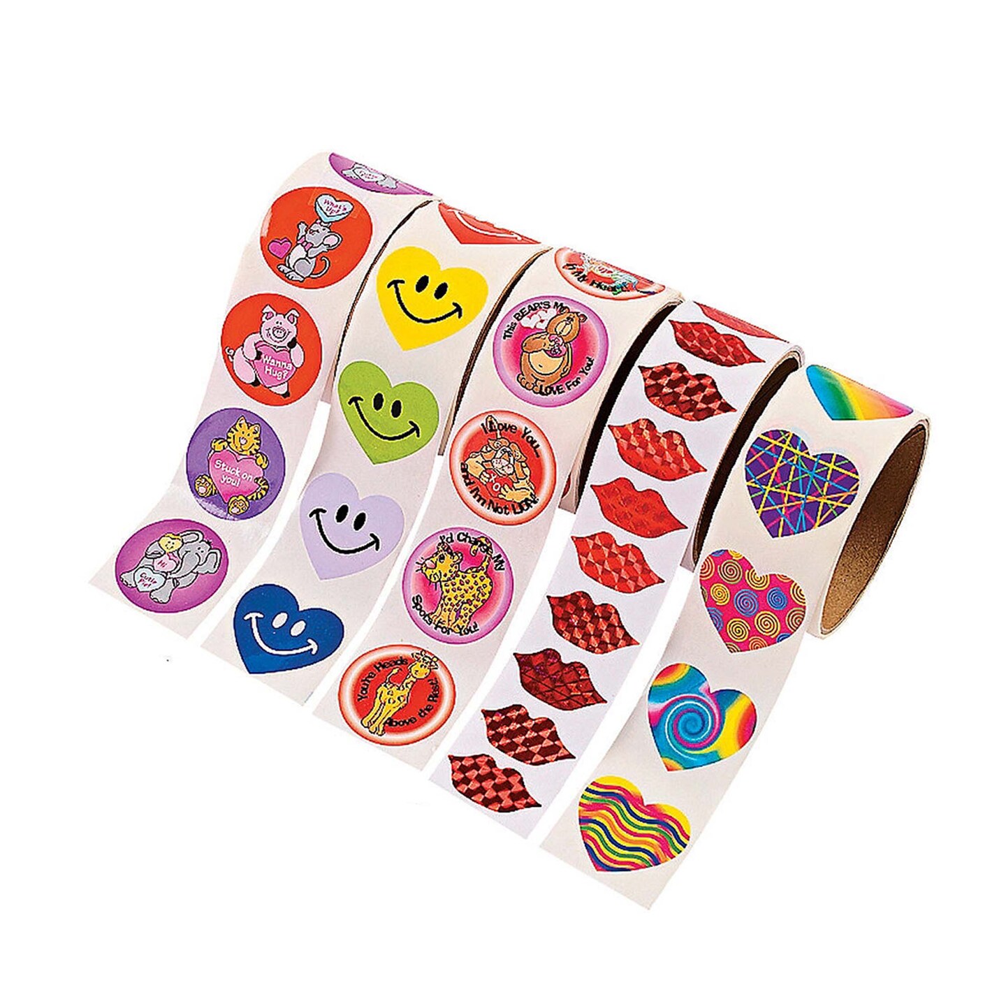 Bulk Valentine Rolls of Stickers Assortment 1000 Pc.
