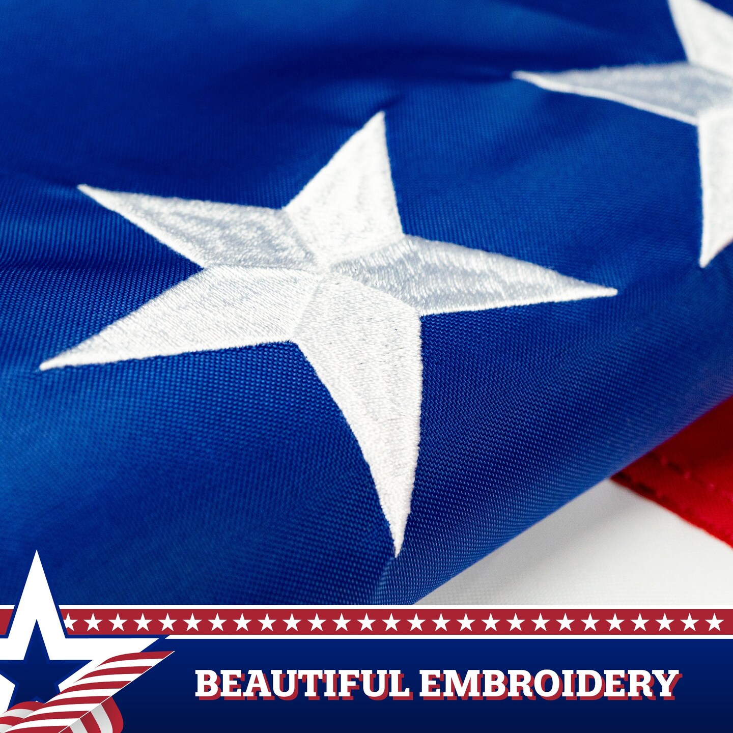 G128 Betsy Ross Pull Down Bunting Flag | 1.67x8 Ft | Embroidered Polyester