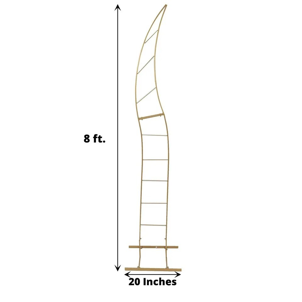 GOLD 8 ft Curved Metal Floral Display Frame Wedding Arch BACKDROP