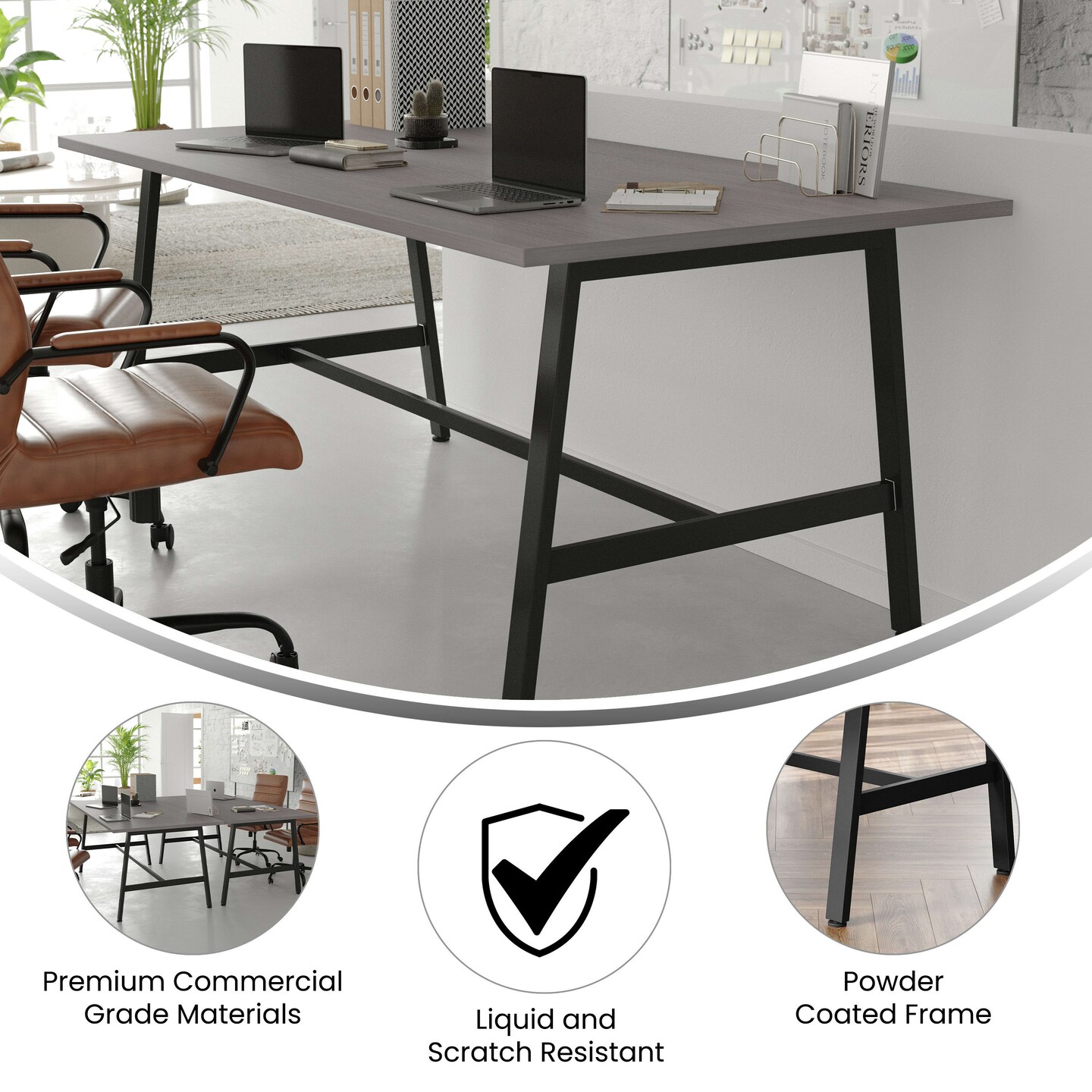 Emma and Oliver Remy 72x36 Dining or Gaming Table with Double Sided Laminate Table Top and Heavy Duty A-Frame Steel Base