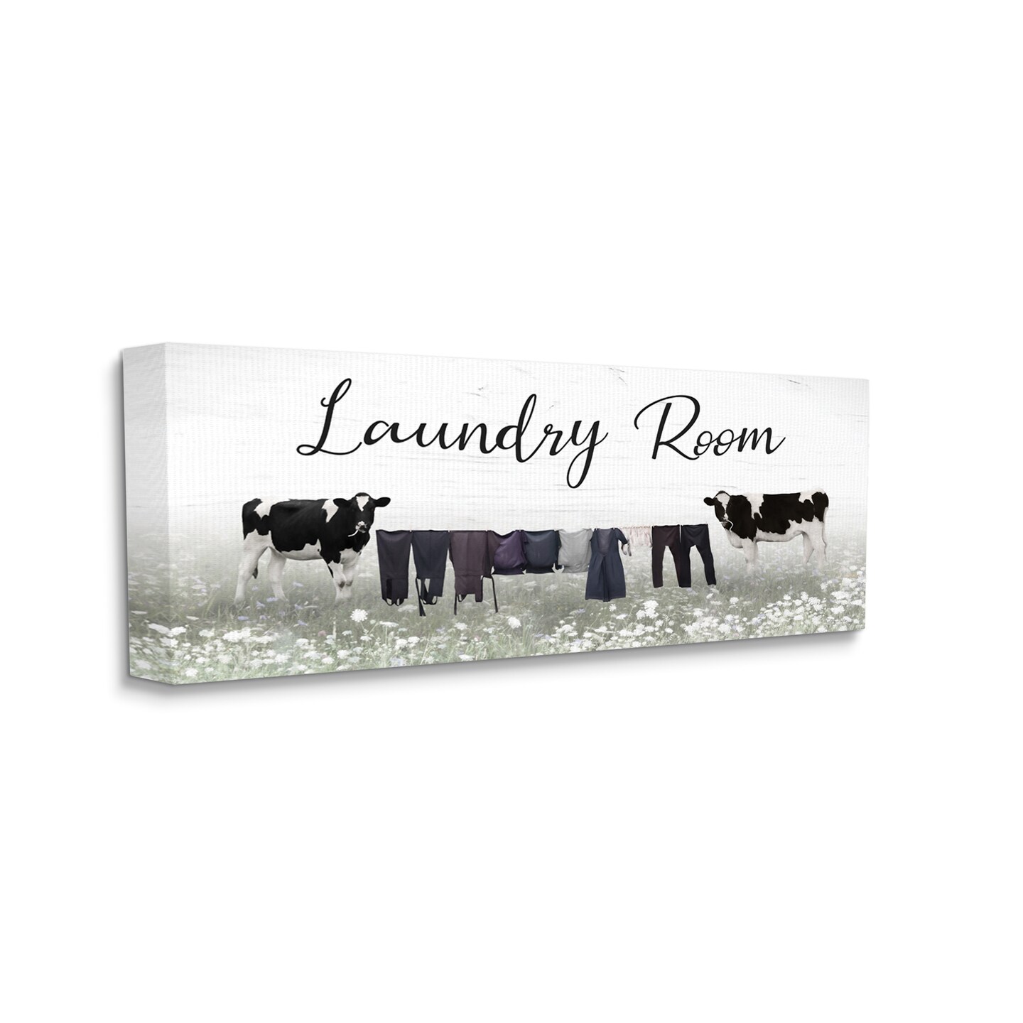 Stupell Industries Laundry Room Clothes Drying Cows Canvas Wall Art