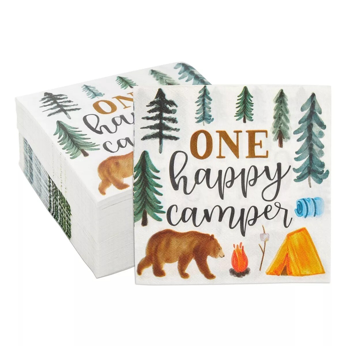 100 Pack One Happy Camper 1st Birthday Napkins